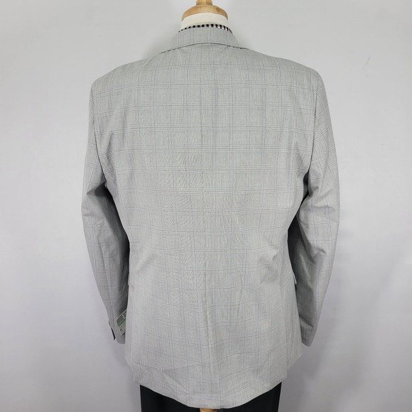 Alfani Men's Sport Coat Blazer Two Button Gray Plaid Poly Blend SLIM 46L NEW - Picture 12 of 16
